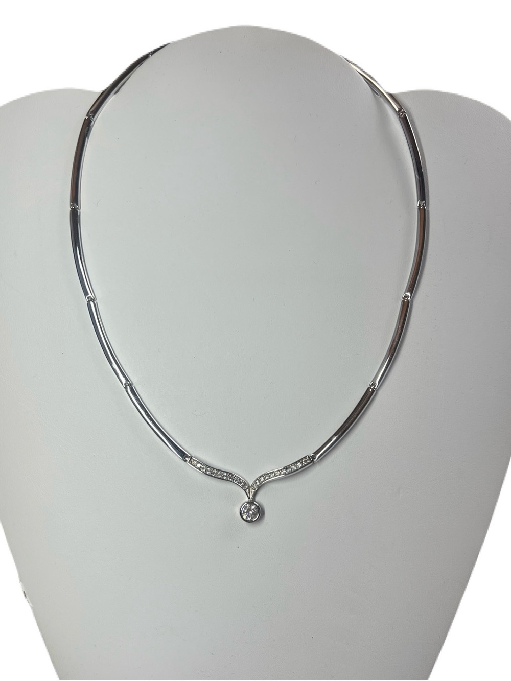 QVC Diamonique Sterling Silver Necklace in Pristine Condition